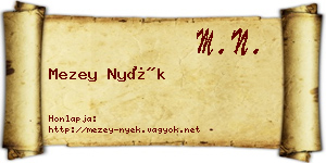 Mezey Nyék névjegykártya